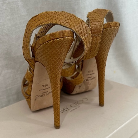Jimmy Choo louisa mustard snake print leather high heels - Picture 3 of 10